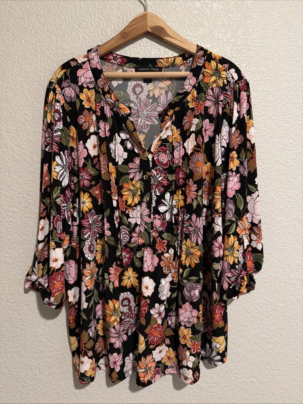 NEW Carolyn Taylor Tunic Blouse Top 3X Jersey Luxury Money Career Dressy Work